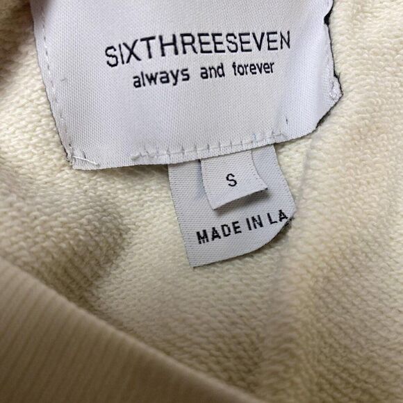 SIXTHREESEVEN Women's The Raglan Crewneck Sweatshirt in Butter Small READ (10-7) - Picture 5 of 7